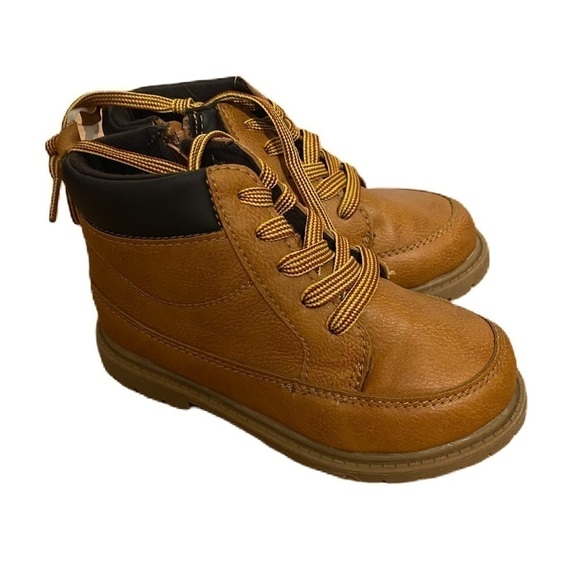 Carter’s Tan Work Boots Sz 11 Zipper Back Lace Up Kids Boys - Picture 1 of 8